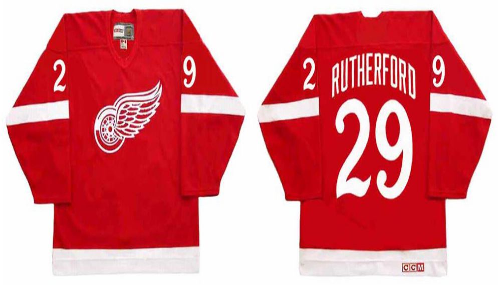 2019 Men Detroit Red Wings 29 Rutherford Red CCM NHL jerseys